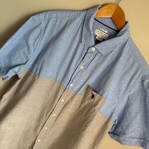 U.S. Polo Assn. Black Mallet Men's Blue/Gray Chambray Button Up Casual Shirt XL